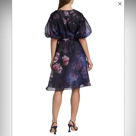 NWT Marchesa Notte Floral Cocktail Wrap Dress - Picture 7 of 16